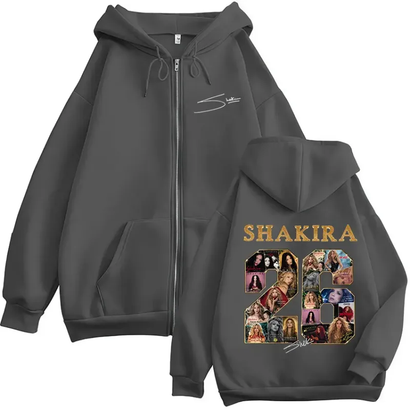 Shakira LMYNL 2026 World Tour Graphic Zipper Hoodies Men's Women Clothing Fashion Fleece Long Sleeve Zip Up Sweatshirts Jackets — image 6