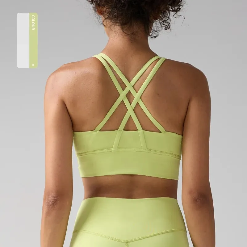 Solid Color Women Women Fitness Yoga Bras Race Back Sports Bras Nylon Top Women Bra Sexy Breathable Underwear For Women Gym — image 15
