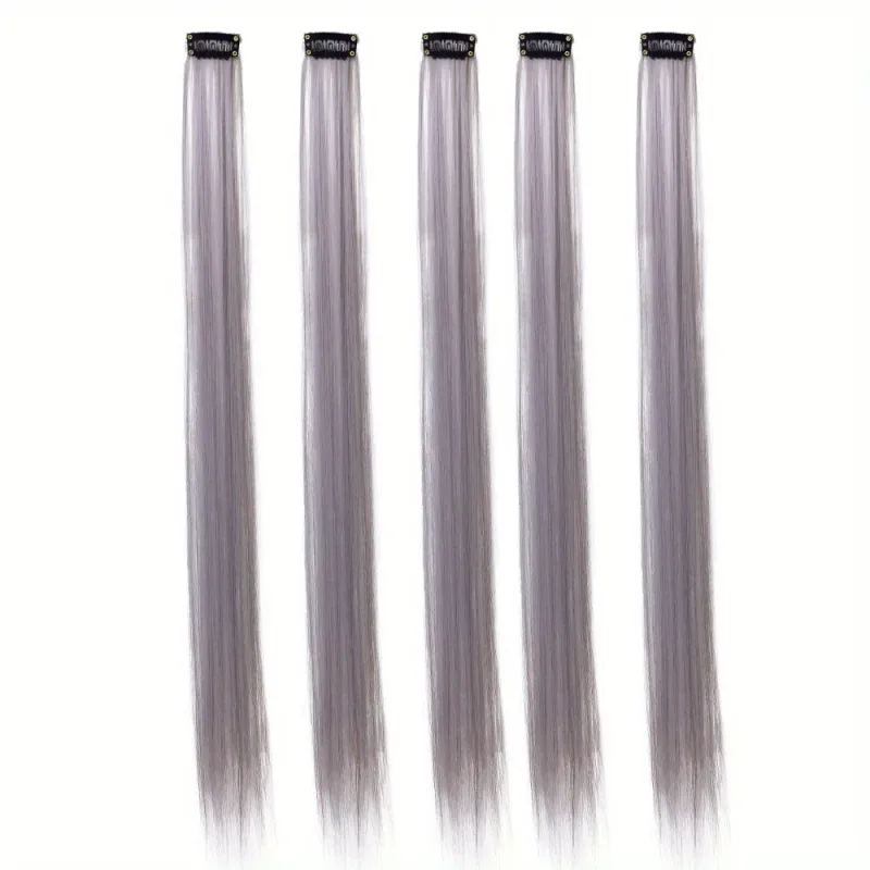 5pcs/set Colorful Clip In Synthetic Hair Extension Rainbow Long Straight Hairpieces For Women Girl Kids Y2K Style Daily Party — image 15
