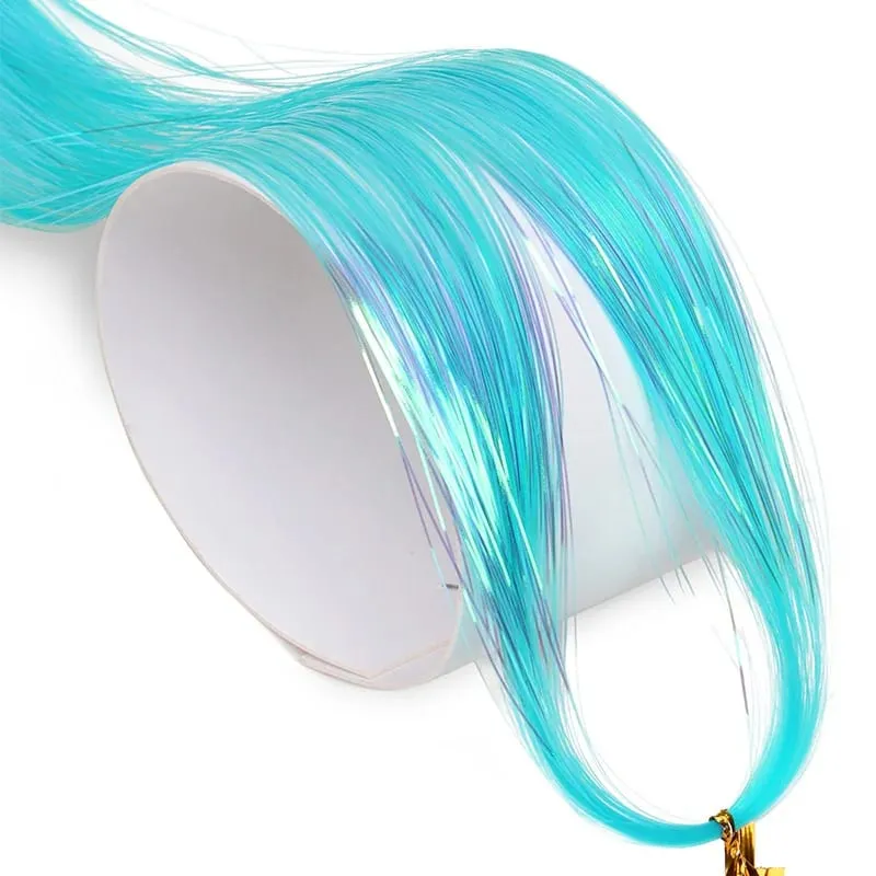 Tinsel per capelli scintillanti Fili sintetici color arcobaleno Copricapo per ragazze Hairbinge Capelli Laser Estensioni dei capelli finti Decor Glitter