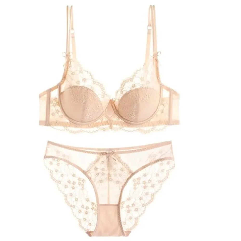 Female Lace Full Cup Minimizer Bra Set Thin Push‑Up Anti‑Sag Comfortable Lingerie Underwear For Big Breast Soft Daily Intimates — image 4