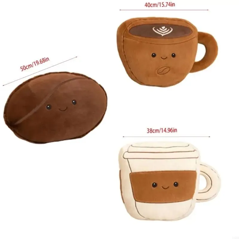 Coffee Bean Plush Pillow Soft Stuffed Doll Back Cushion for Sofa and Lounge Use