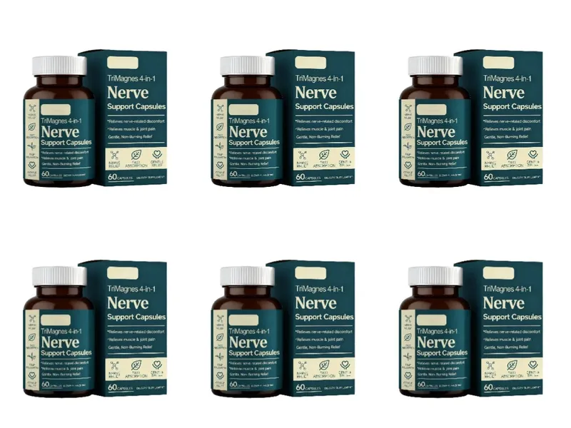 TriMagnes 4 az 1-ben magnézium komplex kapszula 300 mg citrát-glicinát-malát kurkumával az idegek kényelméért izomlazítás 60 Ct