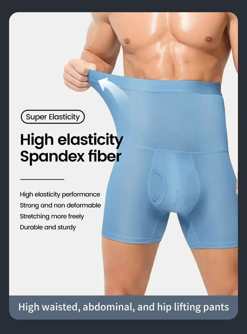 Sportunterwäsche für Herren: hoch taillierte, gürtelgeschwungene, große, verlängerte Shorts, die nicht an den Beinen scheuert, die Taille schützt und flach geschnitten ist — image 16