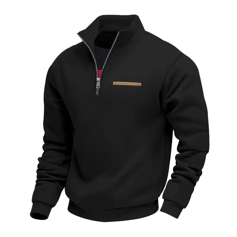 Men's Thick Fleece Stand Collar Sweatshirt Autumn Winter Color Block Striped Warm Outdoor Casual Daily Jacket Outerwear Cozy — image 1