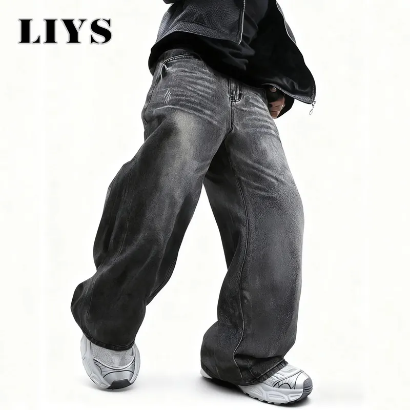 Men's Women's Retro Gray Ultra Baggy Wide-Leg Jeans Four Seasons Casual Oversized Loose Straight-Leg Denim Pants Unisex — image 4