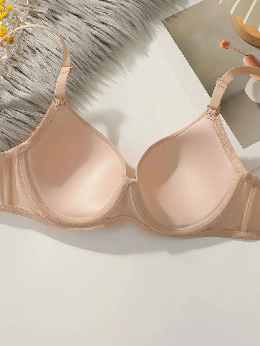 New Solid Color Daily 2-piece Women's Underwear Set 3/4 Cup Paired with Sexy Thongs Simple and Comfortable Lingerie — image 5