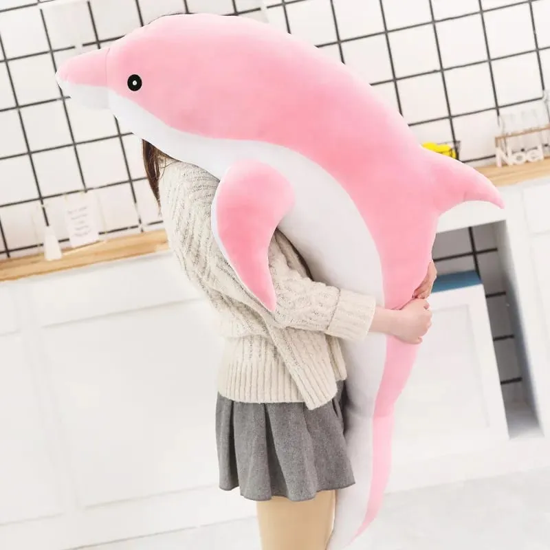 Children Dolphin Pillow Doll Sleeping On Bed Girl Doll Birthday Gift Ocean World Plush Toy for Kids Large Doll Peluches Gifit — image 3