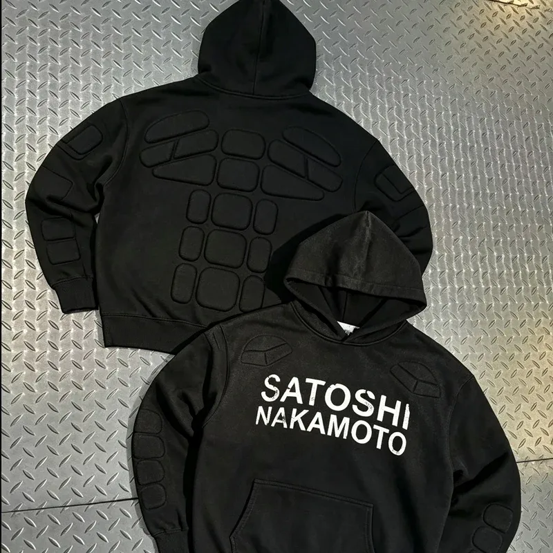 Street Casual SATOSHI Hoodies Pullover Embossed Pattern Embroidery Turtle Shell Design Washed Hooded Men Women Loose Sweatshirts — image 38