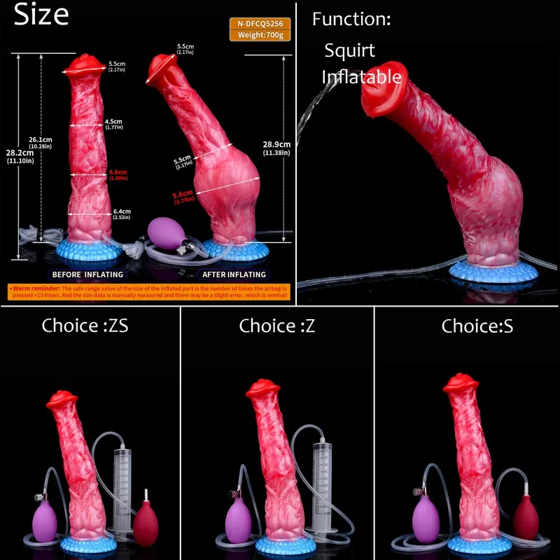 Silicone gonfiabile eiaculazione nodo dildo circonferenza regolabile schizzi fantasia cavallo pene giocattoli adulti del sesso dilatatore anale