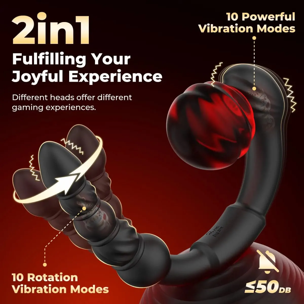 Dual-Ended Vibrating Prostate Massager Curved Anal Dildo Butt Plug Vibrator Rotation Anal Beads Adult Sex Toys for men