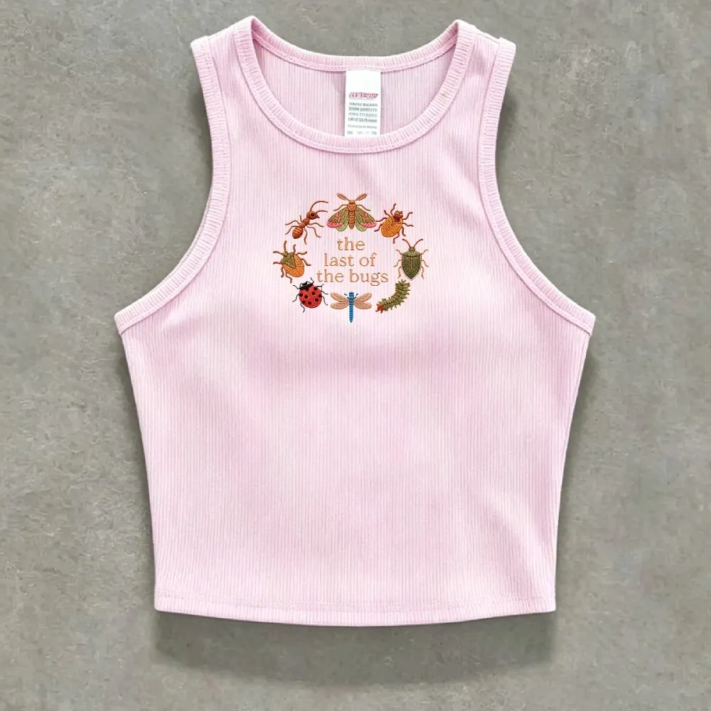Cropped Ribbed Faux Embroidery Tee Shirt Y2K Cottagecore Insect Bug Print Vest Tank Top Summer Minimal Nature Gift for Her Lady — image 12