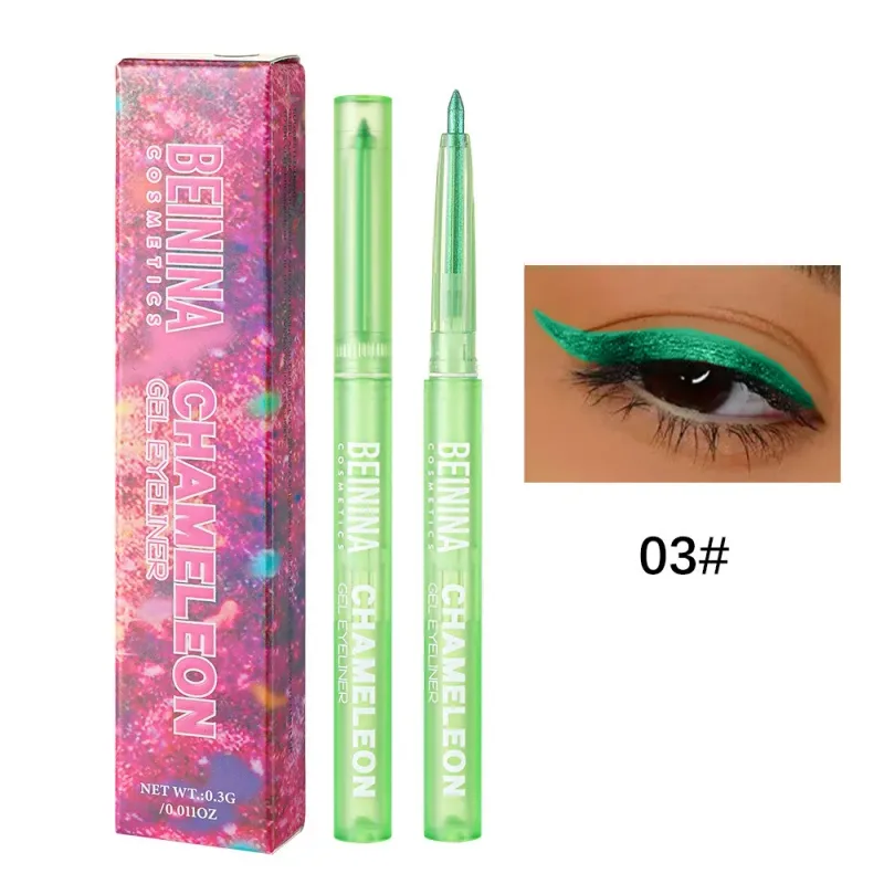 Shiny Chameleon Metallic Yellow Eyeliner Gel Pen Eyeshadow Multicolor Eye Liner Pearlescent Polarized Glitter Eye Pigment Makeup