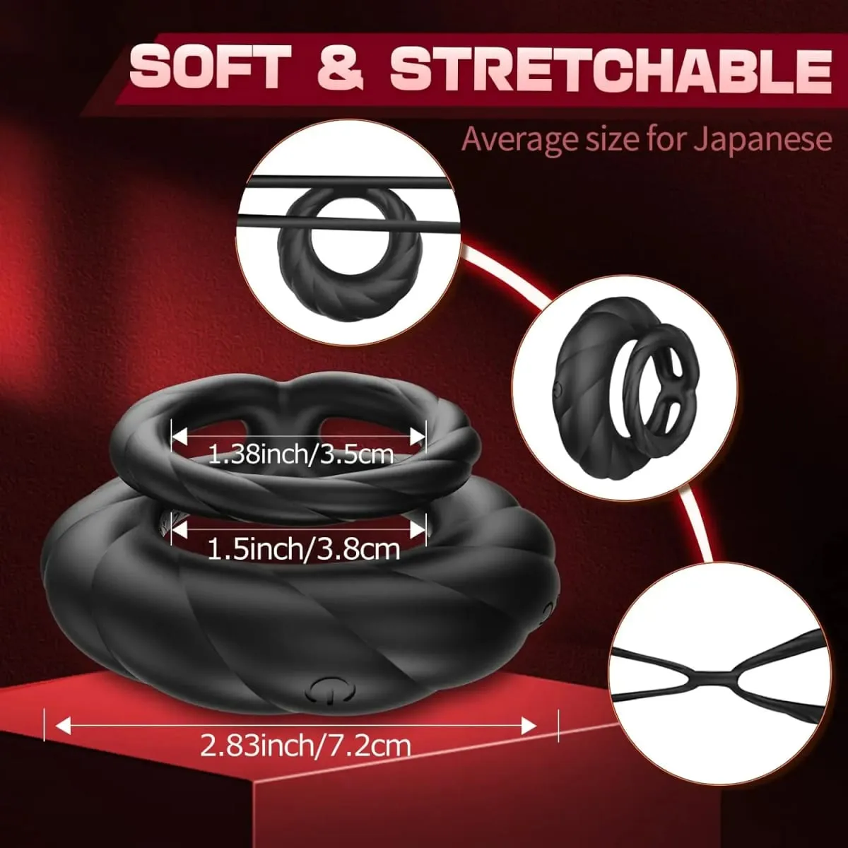 Mens Vibrating Cock Ring Sex Toys Double Penis Ring Vibrator Delay Ejaculation Male Sex Toys for Longer Harder Stronger Erection