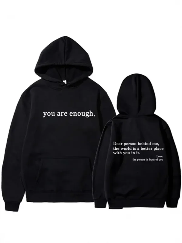 Dear Person Behind Me Mens Hoodie With Kangaroo Pocket Pullover Vintage Women Hoodie with Words on Back Unisex Trendy Hoodies — image 1