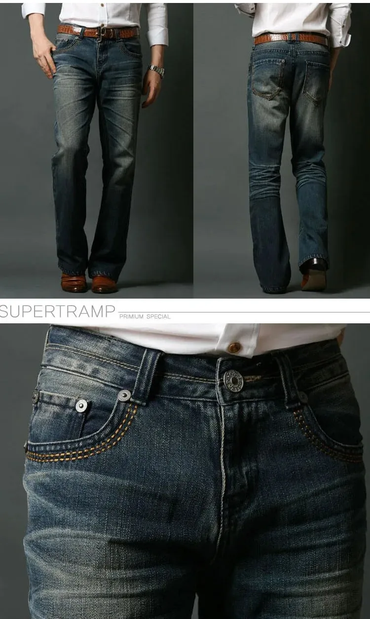 2026 New Men Micro Flare Jeans Korean Fashion Stretch Slim Denim Pants Mid Waist Washed Casual Business Trousers Black Blue — image 5