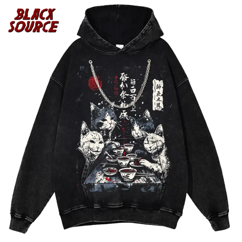 hd0121 Hip Hop Men's Fashion Washed Hoodie, Streetwear Graphic Print Harajuku Pullover Sweatshirt, Casual Loose Fit Y2K — image 11