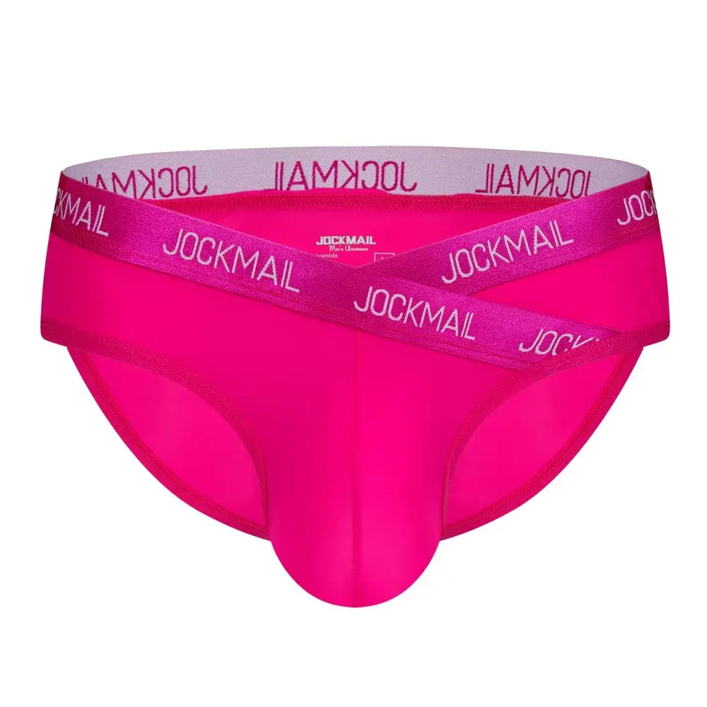 Jockmail Мужское нижнее белье с низкой талией Сексуальные спортивные дышащие летние трусы из ледяного шелка Большая сумка Нейлоновые однотонные мужские трусики — image 3