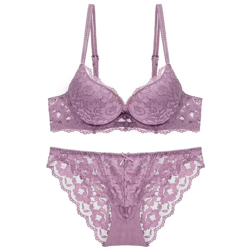 Fashion Mesh Lace Flower Bra Bowknot Low Waist Push Up Bra Women Non Slip Lingerie Seamless Underwear Set Beach — image 11