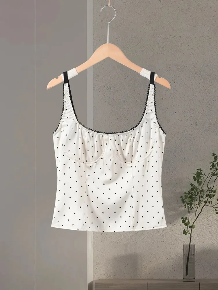 Sexy Polka Dot Sling Tops Women Backless Sleeveless Contrast Fitted Top Female 2026 Spring New Chic Fashion Streetwears Lady — image 6