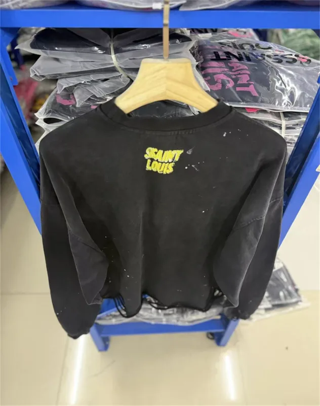 Autumn Winter New Saint Graffiti Print Vintage Washed High Street Casual Loose Cotton Versatile Hoodie Trendy Sports Top Men — image 20