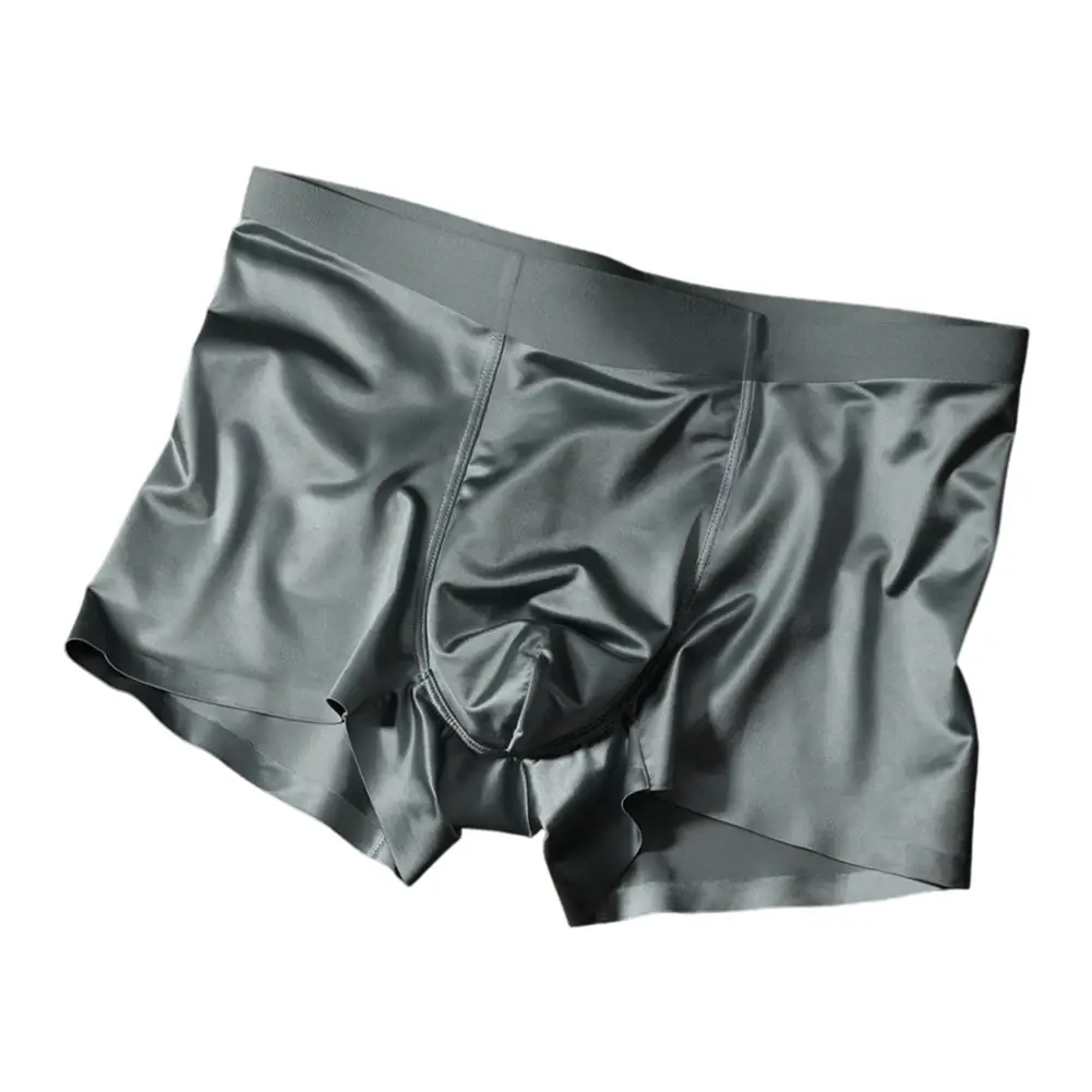 1pc Mens Seamless Boxershorts Breathable Crotch Panties Ice Silk Boxer Shorts Comfortable Satin Men's Underwear Briefs