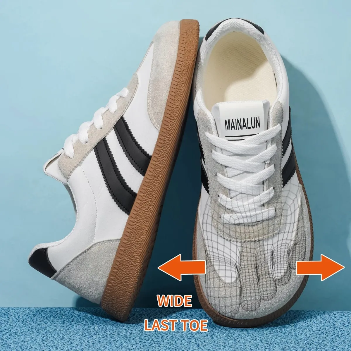 Men's Wide Width Sneakers - Large Size PU Upper & PVC Sole Low-Top Shoes Suitable for Indoor/Outdoor Work Travel Ca — image 5