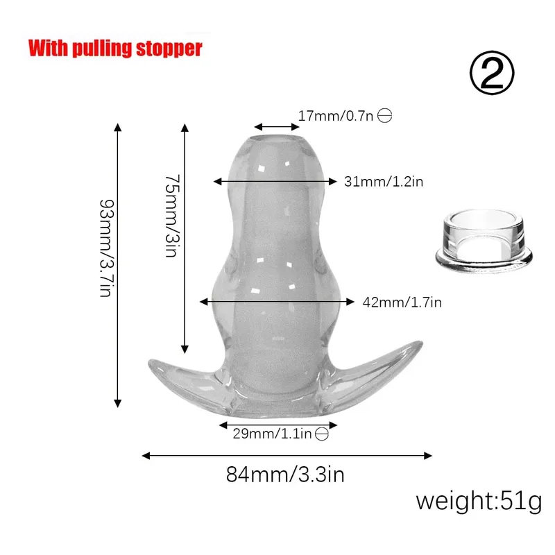 Paarse TPE holle tunnel buttplugset - Afgestudeerd open anale brancardpluggen Flexibel seksspeeltje voor mannen en vrouwen