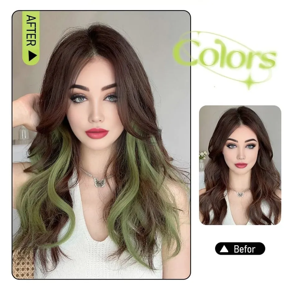 Synthetic 2 Pieces/Set 50cm Colored Curly Hair Extensions Water Wave Pink/Blue/Purple Halloween/Christmas Wig — image 5