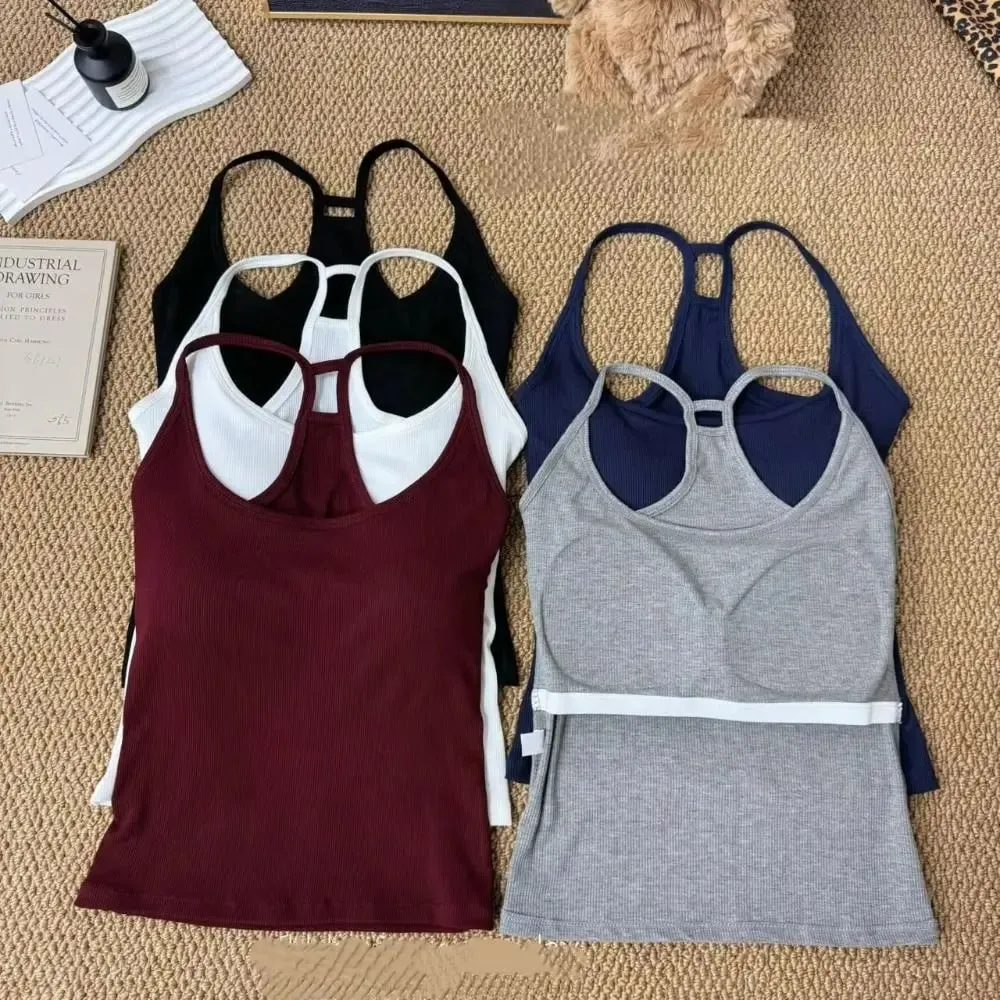 Casual U Neck Summer Tank Tops Sleeveless With Pad Fitted Tops Camisoles Slim Vest Corset for Women — image 7