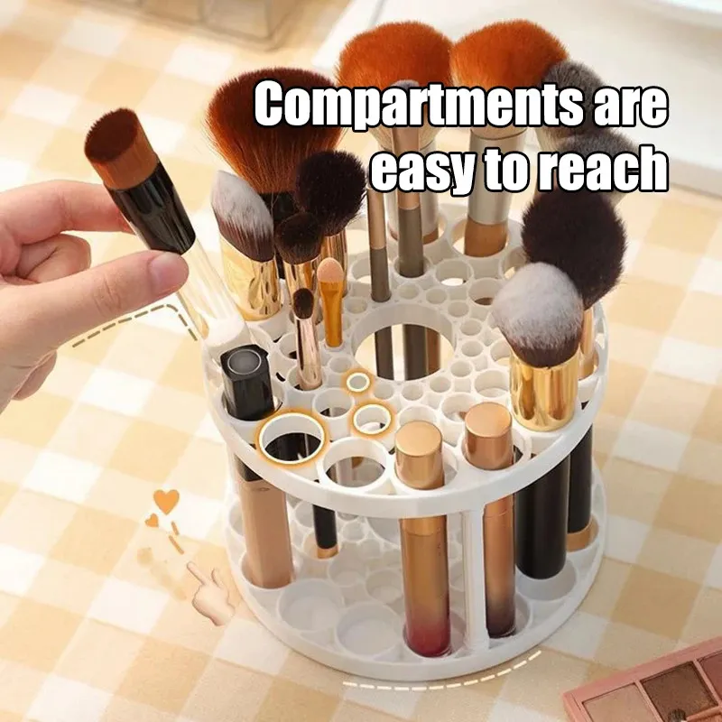 45-Hole Rotating Makeup Brush Stand – Keep Brushes Visible & Within Reach Beauty Storage Organizer