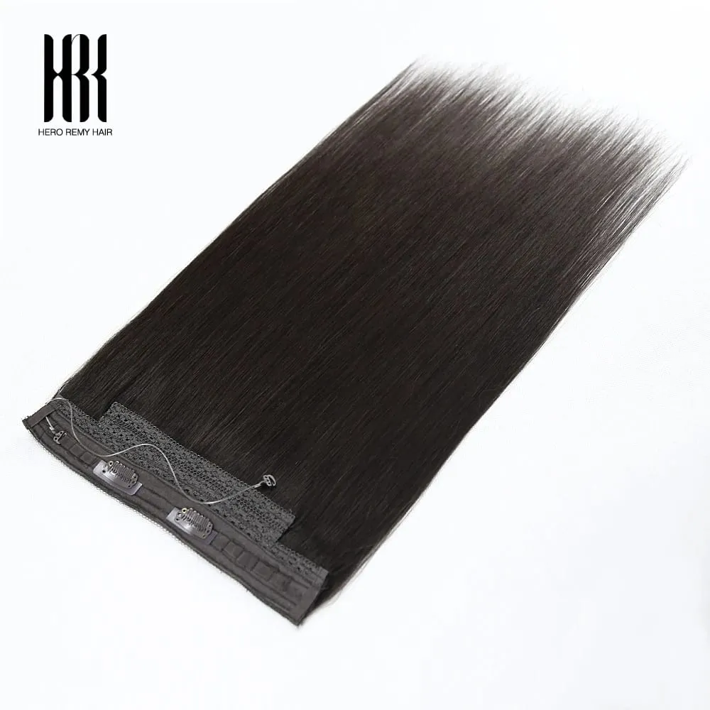 Halo Hair Extensions 100% Remy Human Hair 16-22 Inch Hidden Wire Removable Velcro Clip In Hair Human Remy Fish Line Extensions