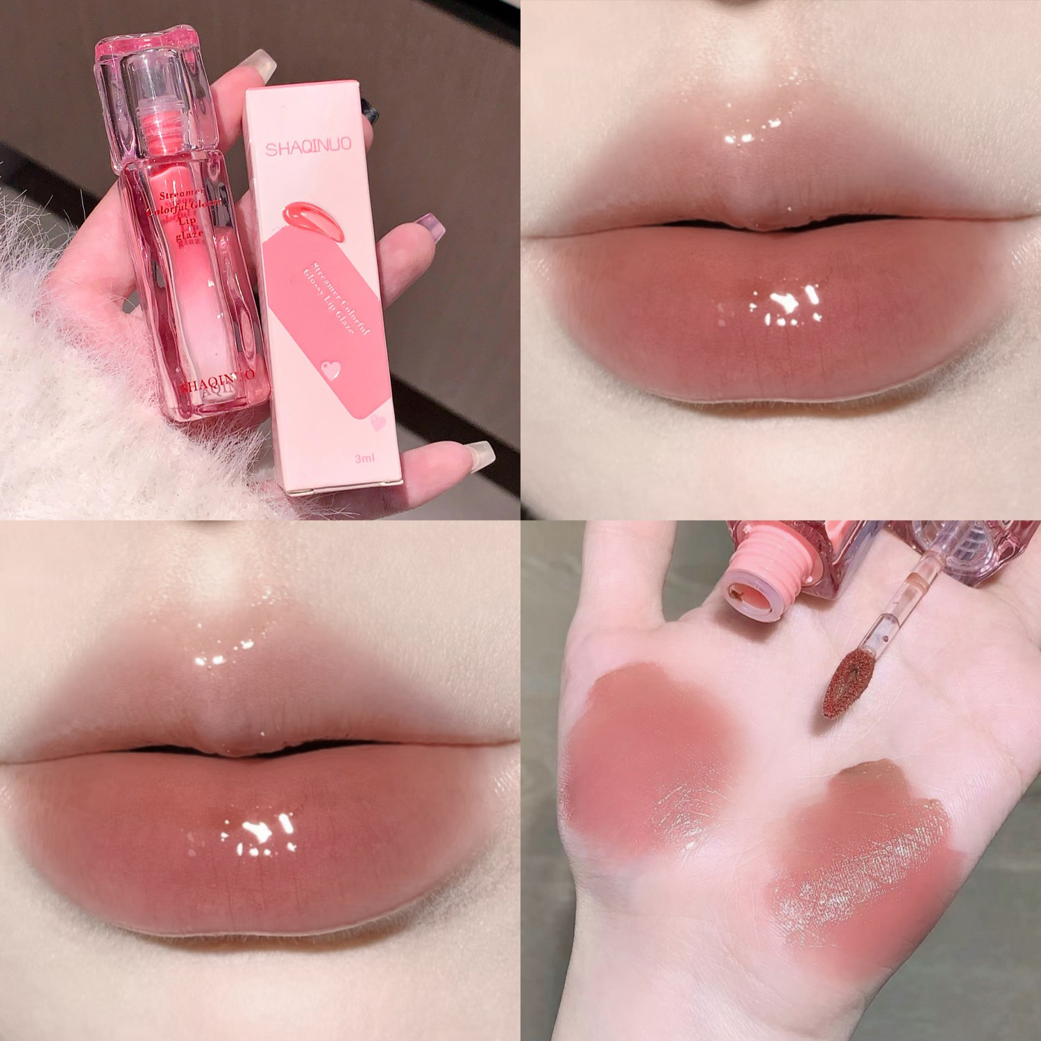 Water Gloss Lip Glaze Cermin Melembapkan Gemuk Tidak Melekat Cawan Jeli Gincu Cecair Lutsinar Tahan Lama Warna Minyak Mekap Bibir