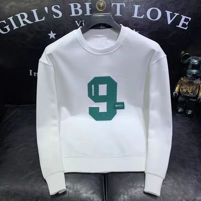 Forår Efterår Herre Trendy Enkel Casual All Match Sweatshirt Y2K Streetwear Rundhalset Langærmede Pullovere Løse hættetrøjer til mænd — image 3