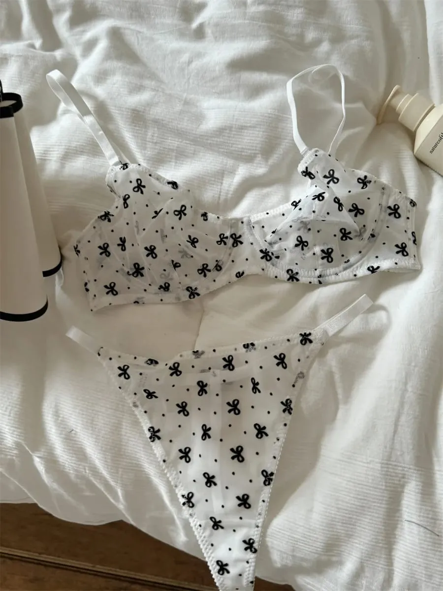 Sexy Embroidered Lace Bralette & Briefs Set for Women Floral Lingerie Underwear Suit