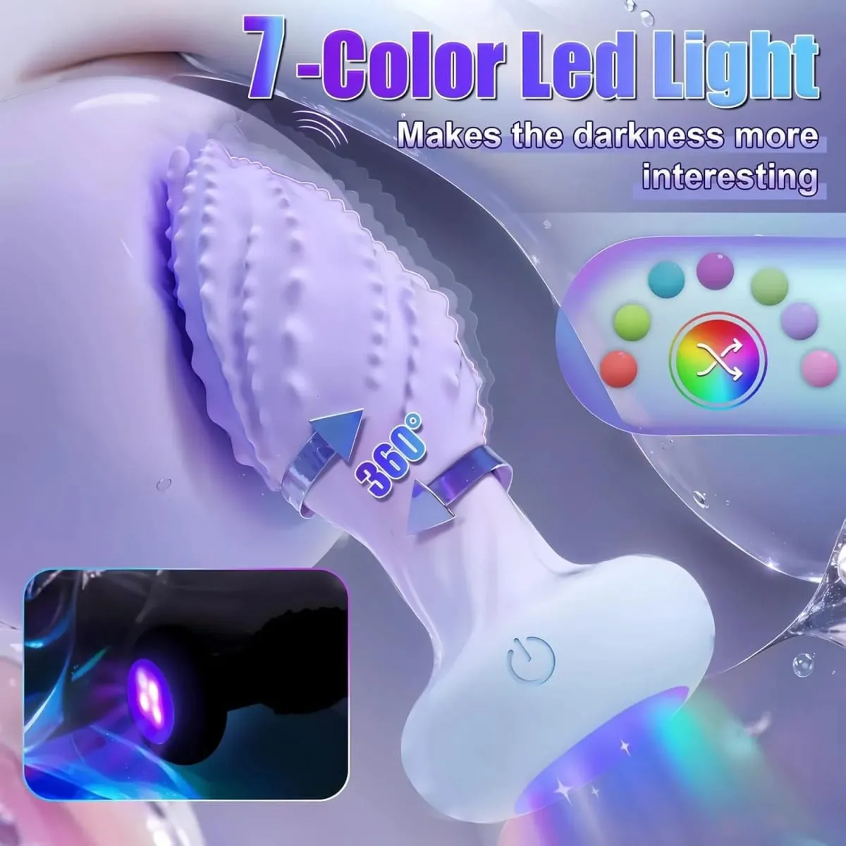 Anal Plug Sex Toys 360° Rotation Butt Plug Vibrator With LED Light UP Remote Control Men Prostate Massager for Women Masturbator — image 2