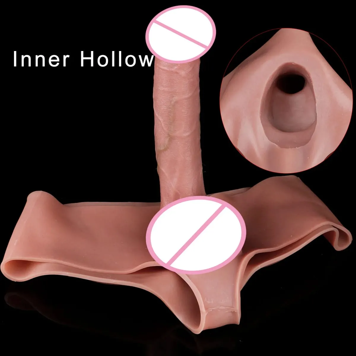 Male Strap-On Long Hollow Dildo Ultra Realistic Penis Extend Sleeve Pants насадка на член Male Cock Cover Sex Toys — image 4