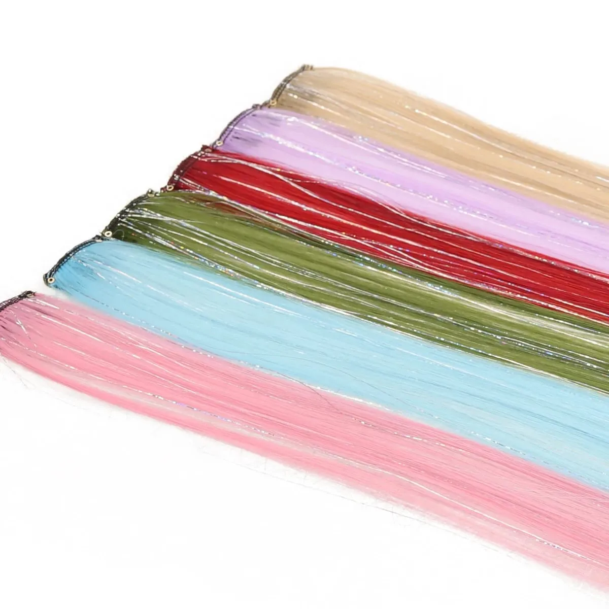 1pcs 24inch Colored Clip in Hair Extensions Long Straight Colorful Highlights Hair Pieces Synthetic Rainbow Hairpieces for women — image 6