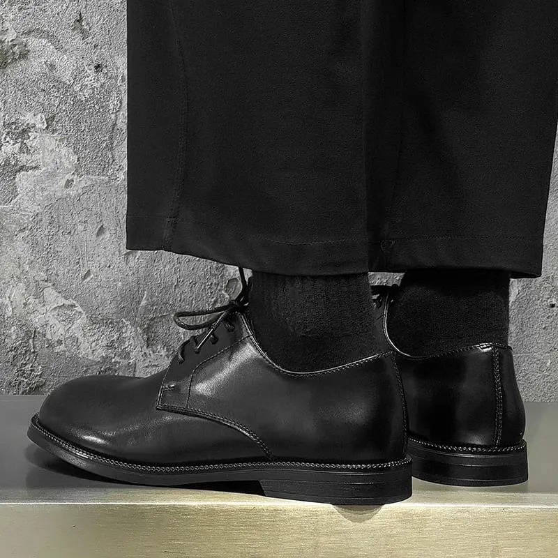 Herren-Derby-Schuhe mit runder Spitze und Schnürung, Retro, schlicht, rutschfest, atmungsaktiv, bequem, modisch, Pendlerschuhe — image 6