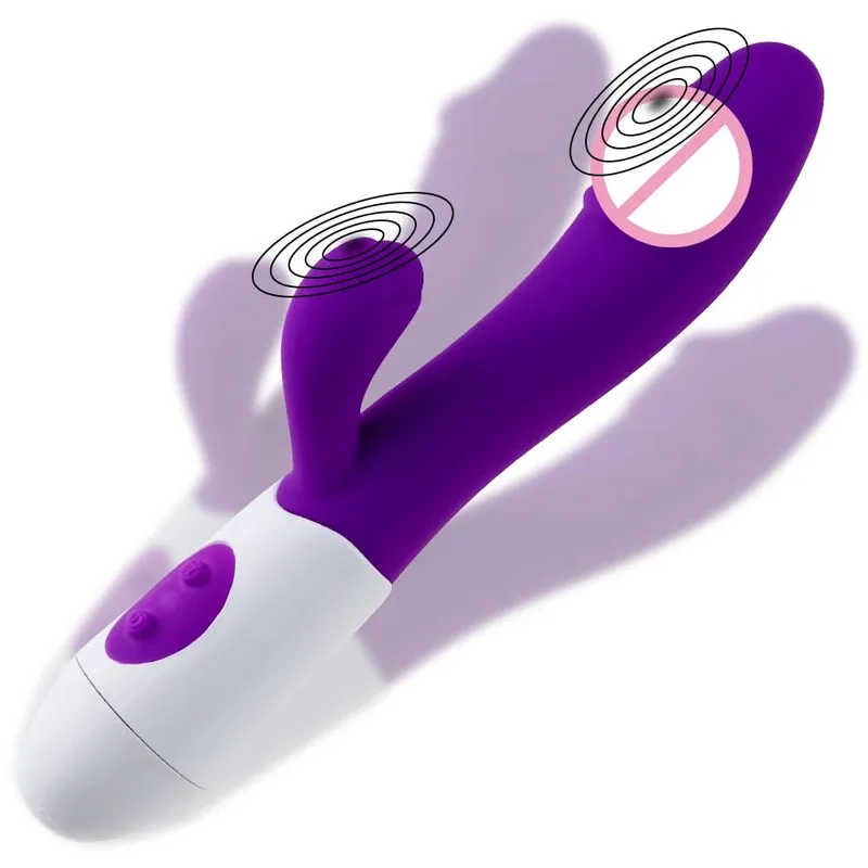 G Spot Silicone Rabbit Vibrator with Dual Vibration Clitoral Stimulator 10 Speed Adult Sex Toy for Women