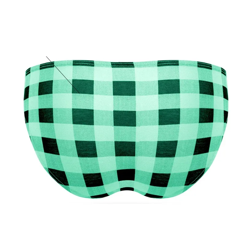 Fashion Plaid Underwear Cotton Soft Elastic Men Briefs Breathable Comfortable Youth Underpants Mens Sexy U Bulge Pouch Panties — image 4