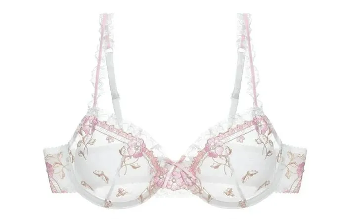 Delicate French Lace Lingerie Set White Mesh Embroidery Push‑Up Bra Panty Suit Plus Size Ladies Daily Wear Intimates
