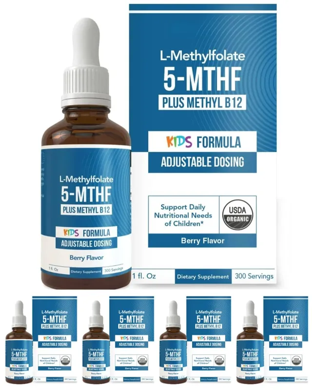 Kids L-Methylfolate 5-MTHF Liquid Drops with Methyl B12 Active Folate Support 1 Fl Oz USDA Organic Vegan Non-GMO — image 12