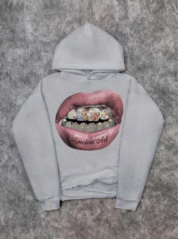 Men's hoodie casual pink lip print hoodie retro comfortable sweatshirt casual high-quality hoodie — image 2