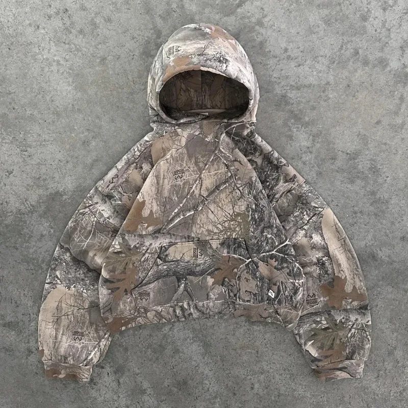 Y2K Retro zip up Hoodie Men Camouflage Pattern zipper Sweatshirt High Street Hip Hop Streetwear Oversized Unisex Camo Hoodie — image 7