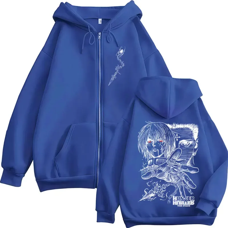 Anime Hunter X Hunter Kurapika Chrollo Lucilfer Zipper Hoodies Men Women Clothing Oversized Fleece Zip Up Hooded Sweatshirt Coat — image 9