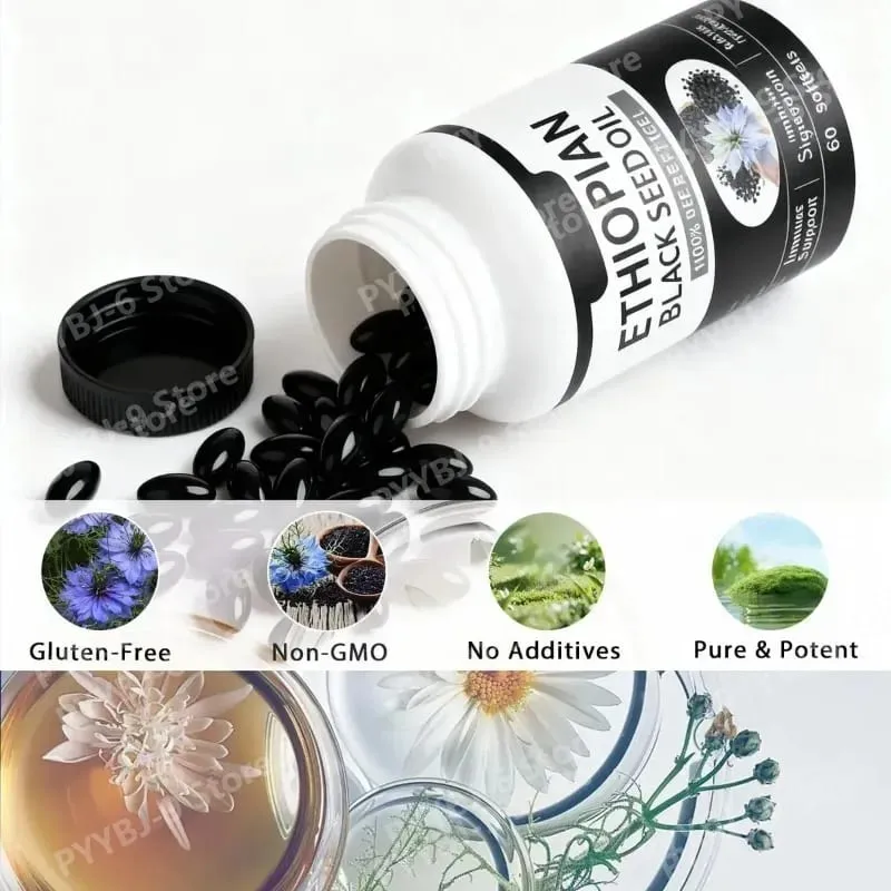 Ethiopian Black Seed Oil Softgels 60 Count 100% Natural Gluten Free Non GMO Antioxidant Immune Digestive Daily Health Supplement — image 5
