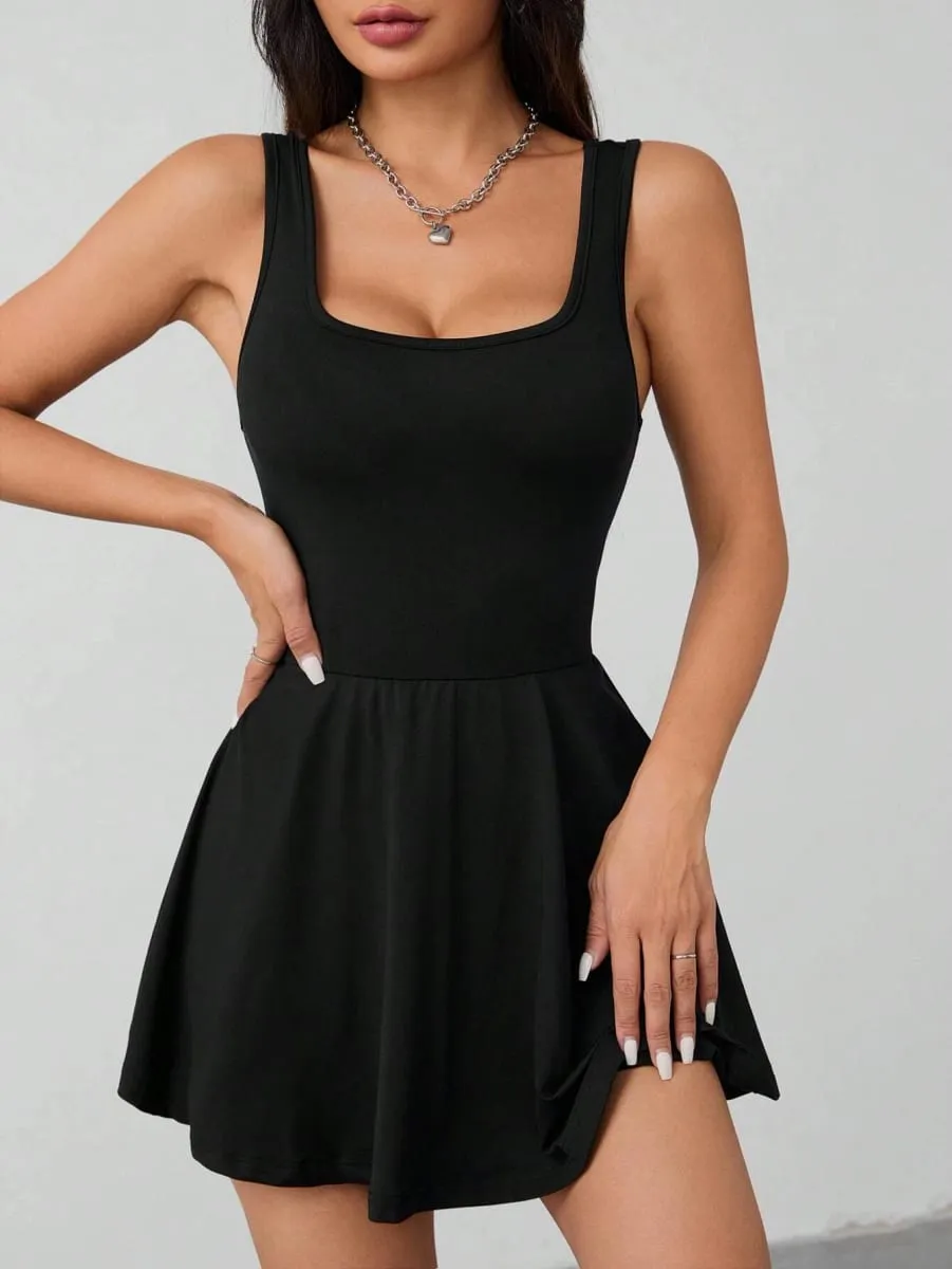 Ladies Elegant Sexy Spring Summer Square Collar Pocket Safety Pants Dress Fashionable Women's Clothing — image 5