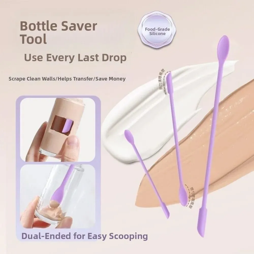 3pcs Portable Mini Silicone Scraper Double-head Lengthened Face Mask Brush Soft Jam Scraping Spoons Makeup Brushes Set