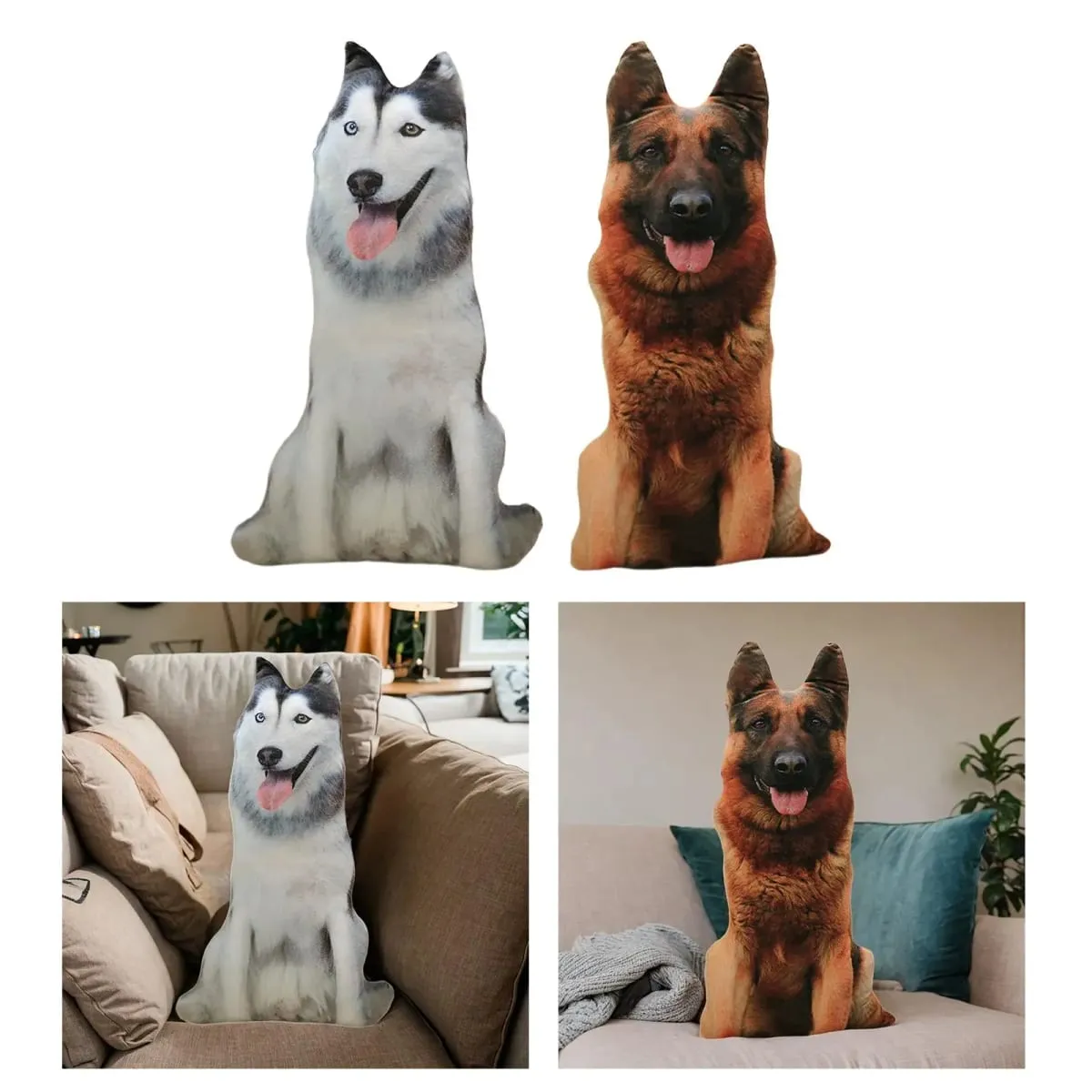 3D Dog Throw Pillow Animal Throw Cushion Pillow for Sofa Bed Office